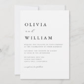 Minimalist Modern White Elegant Photo Wedding  招待状 (正面)