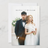 Minimalist Modern White Elegant Photo Wedding  招待状 (裏面)