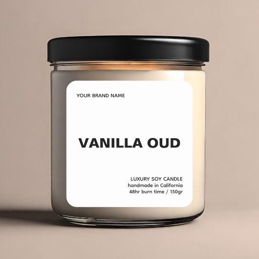 Minimalist modern white luxury candle スクエアシール