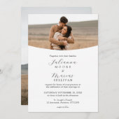 Minimalist Modern White Photo Wedding 招待状 (正面/裏面)