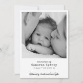 Minimalist Modern White Typewriter Photo Birth 案内状 (正面)