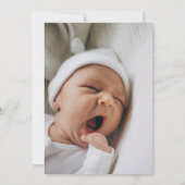 Minimalist Modern White Typewriter Photo Birth 案内状 (裏面)