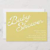 Minimalist Modern Yellow Retro Script Baby Shower 招待状 (正面)