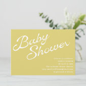 Minimalist Modern Yellow Retro Script Baby Shower 招待状 (スタンド正面)