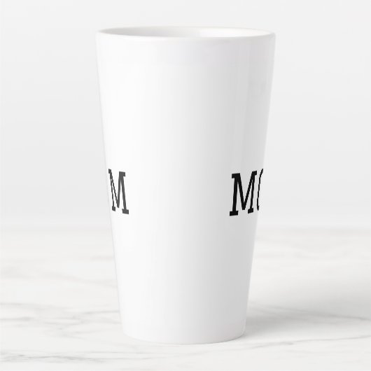 Minimalist "MOM" Black Typography Plain White カフェラテマグ (正面)