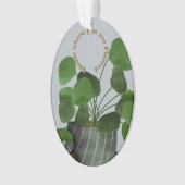 Minimalist Money Plant - Acrylic Oval Ornament オーナメント (正面)