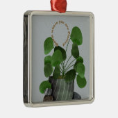 Minimalist Money Plant - Premium Square Ornament メタルオーナメント (右)