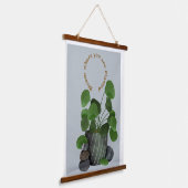 Minimalist Money Plant -Wood Topped Wall Tapestry 吊り下げ型タペストリー (傾斜あり)