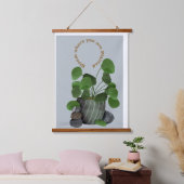 Minimalist Money Plant -Wood Topped Wall Tapestry 吊り下げ型タペストリー (寝室)