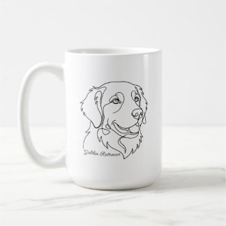 Minimalist Monochrome Golden Retriever Line Art コーヒーマグカップ