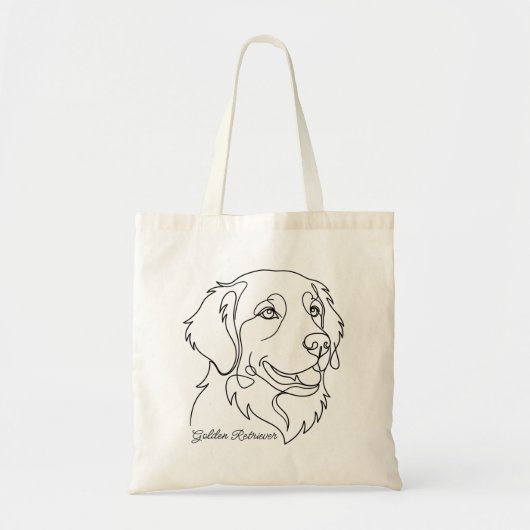 Minimalist Monochrome Golden Retriever Line Art トートバッグ (正面)