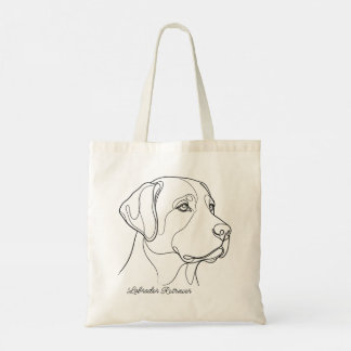 Minimalist Monochrome Labrador Retriever Line Art トートバッグ