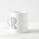 Minimalist Monochrome Letter R Art Mug コーヒーマグカップ (正面左)