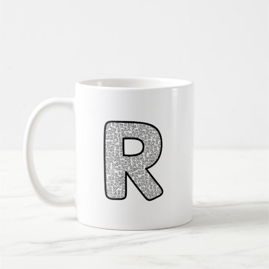 Minimalist Monochrome Letter R Art Mug コーヒーマグカップ (左)