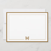 Minimalist Monogram Brown Double Border Stationery ノートカード (正面)