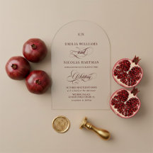 Minimalist Monogram Burgundy Red Wedding