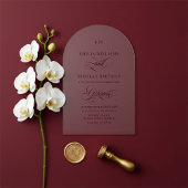 Minimalist Monogram Burgundy Red Wedding アクリル招待状
