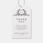 Minimalist Monogram Calligraphy Crest Wedding ギフトタグ (正面)