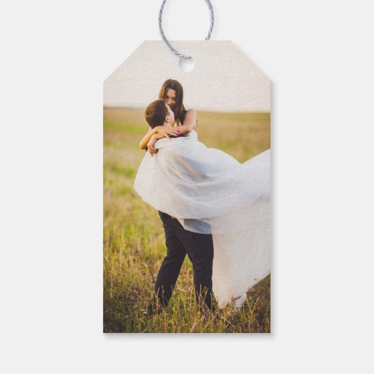 Minimalist Monogram Calligraphy Crest Wedding ギフトタグ (裏面)