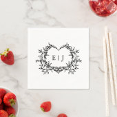 Minimalist Monogram Calligraphy Crest Wedding スタンダードカクテルナプキン (インサイチュ)