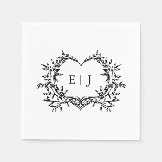Minimalist Monogram Calligraphy Crest Wedding スタンダードカクテルナプキン (正面)
