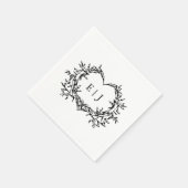 Minimalist Monogram Calligraphy Crest Wedding スタンダードカクテルナプキン (角)