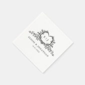Minimalist Monogram Calligraphy Crest Wedding スタンダードカクテルナプキン (角)