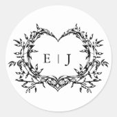 Minimalist Monogram Calligraphy Crest Wedding ラウンドシール (正面)