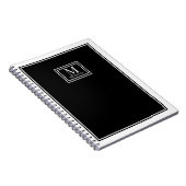 Minimalist Monogram Chic Double Boarder Black ノートブック (右側)