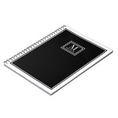 Minimalist Monogram Chic Double Boarder Black ノートブック (左側)