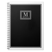 Minimalist Monogram Chic Double Boarder Black ノートブック (正面)