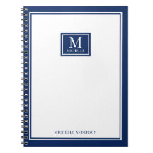 Minimalist Monogram Chic Double Boarder Navy Blue