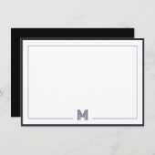 Minimalist Monogram Double Border Stationery ノートカード (正面/裏面)