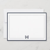 Minimalist Monogram Double Border Stationery ノートカード (正面)