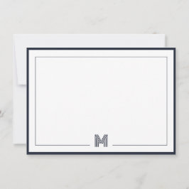 Minimalist Monogram Double Border Stationery ノートカード