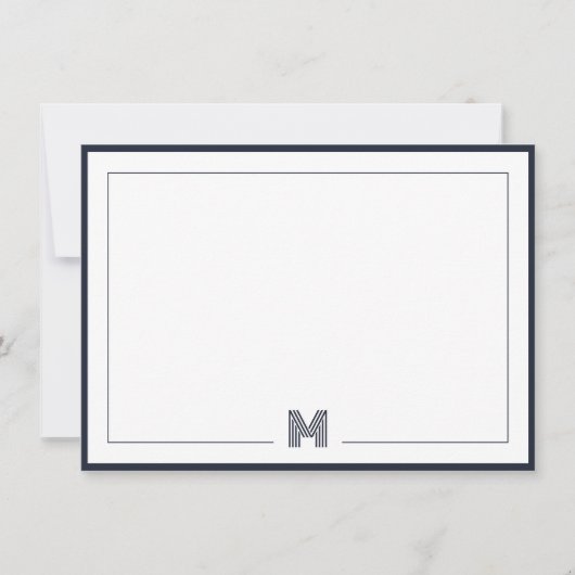 Minimalist Monogram Double Border Stationery ノートカード (正面)