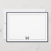 Minimalist Monogram Double Border Stationery ノートカード (正面)