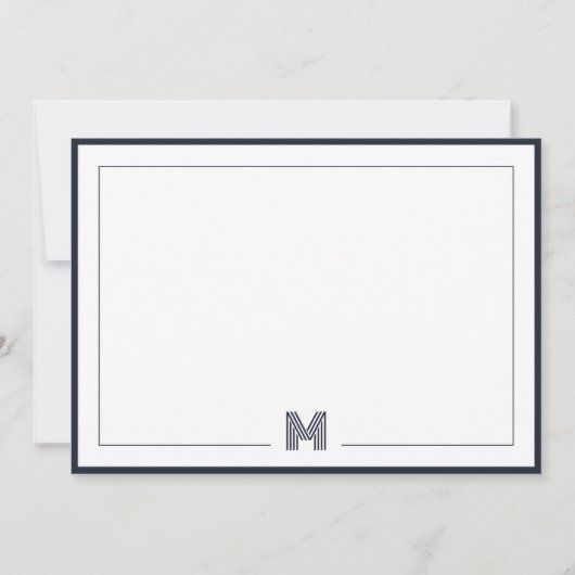 Minimalist Monogram Double Border Stationery ノートカード (正面)