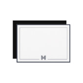 Minimalist Monogram Double Border Stationery ノートカード (正面/裏面インサイチュ)