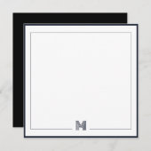 Minimalist Monogram Double Border Stationery ノートカード (正面/裏面)