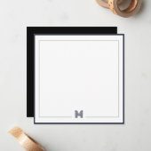 Minimalist Monogram Double Border Stationery ノートカード (正面/裏面インサイチュ)