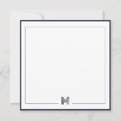Minimalist Monogram Double Border Stationery ノートカード (正面)