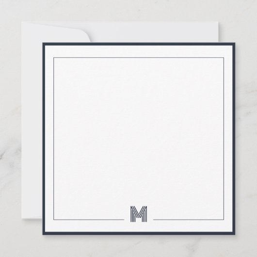 Minimalist Monogram Double Border Stationery ノートカード (正面)