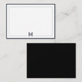 Minimalist Monogram Double Border Stationery ノートカード (正面/裏面)