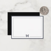Minimalist Monogram Double Border Stationery ノートカード (正面/裏面インサイチュ)