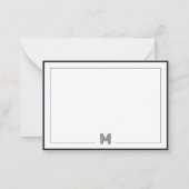 Minimalist Monogram Double Border Stationery ノートカード (正面)