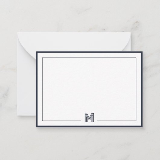 Minimalist Monogram Double Border Stationery ノートカード (正面)