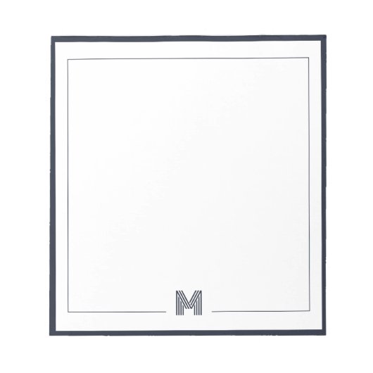 Minimalist Monogram Double Border Stationery ノートパッド (正面)