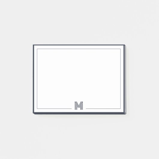 Minimalist Monogram Double Border Stationery ポストイット (正面)