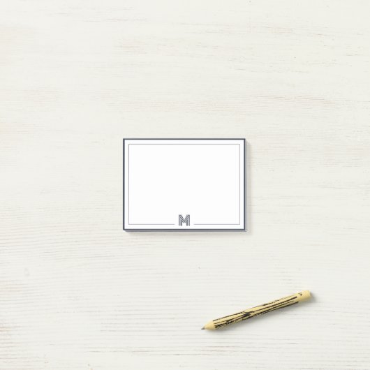 Minimalist Monogram Double Border Stationery ポストイット (デスク上)